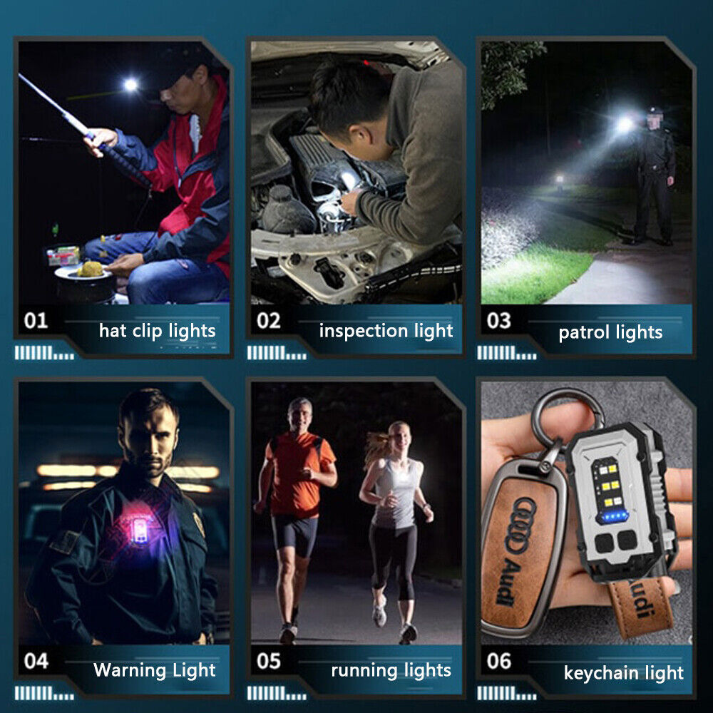 Lanterna LED portabila folosita ca lumina de sapca, inspectie auto, patrulare, avertizare, alergat si breloc