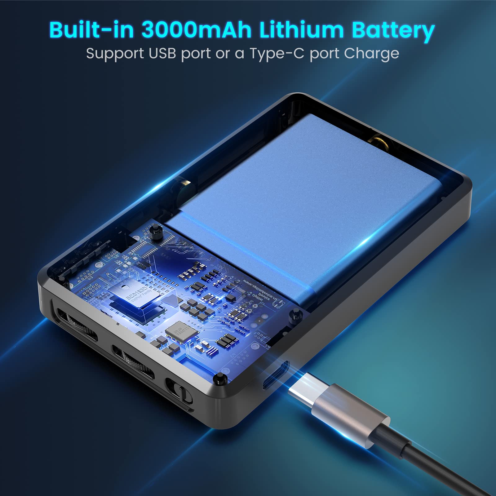 Lampa LED portabila cu baterie integrata 3000mAh si incarcare prin port Type-C