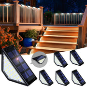 Lampa solara LED triunghi pentru trepte si gard, 24 LED SMD2835, set 8 bucati, iluminat exterior autonom