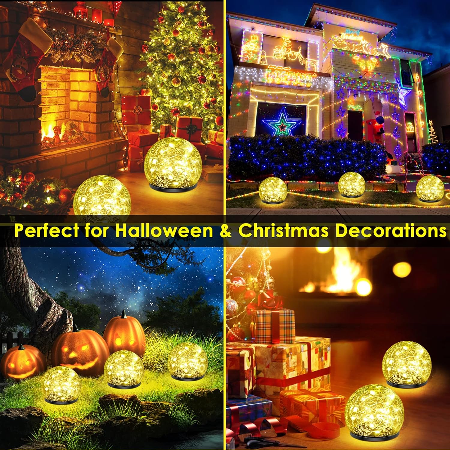 Glob solar decorativ sticla crapatura utilizat pentru decoratiuni de Craciun si Halloween exterior
