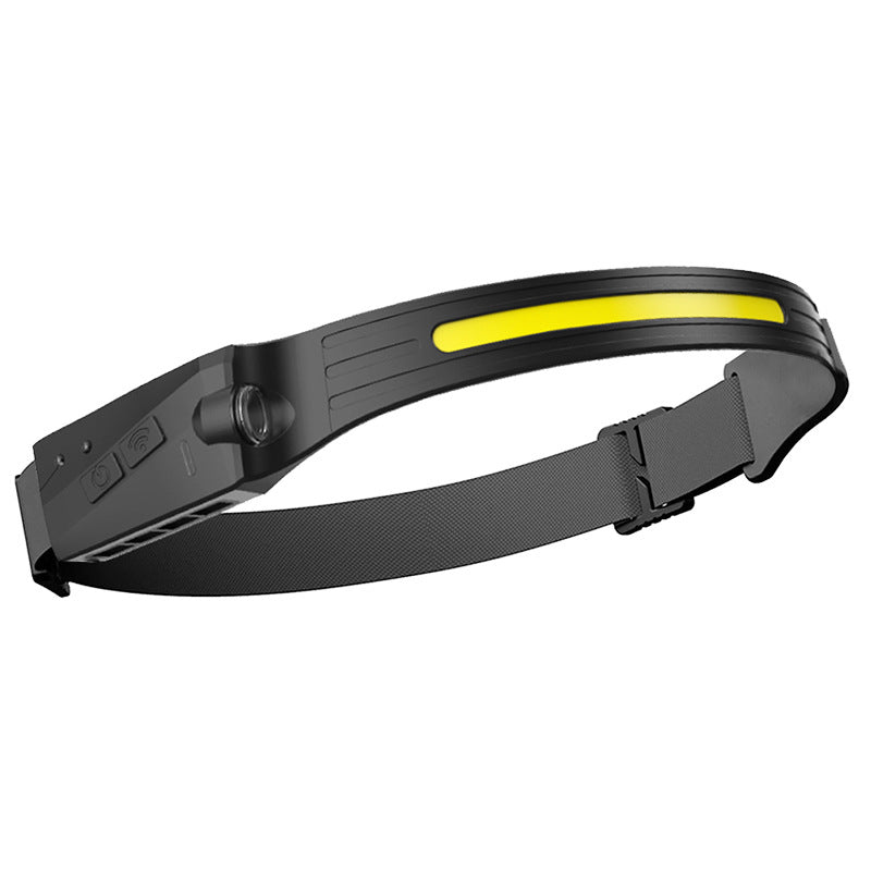 Lanterna frontala COB cu banda elastica ajustabila si butoane de control vizibile lateral