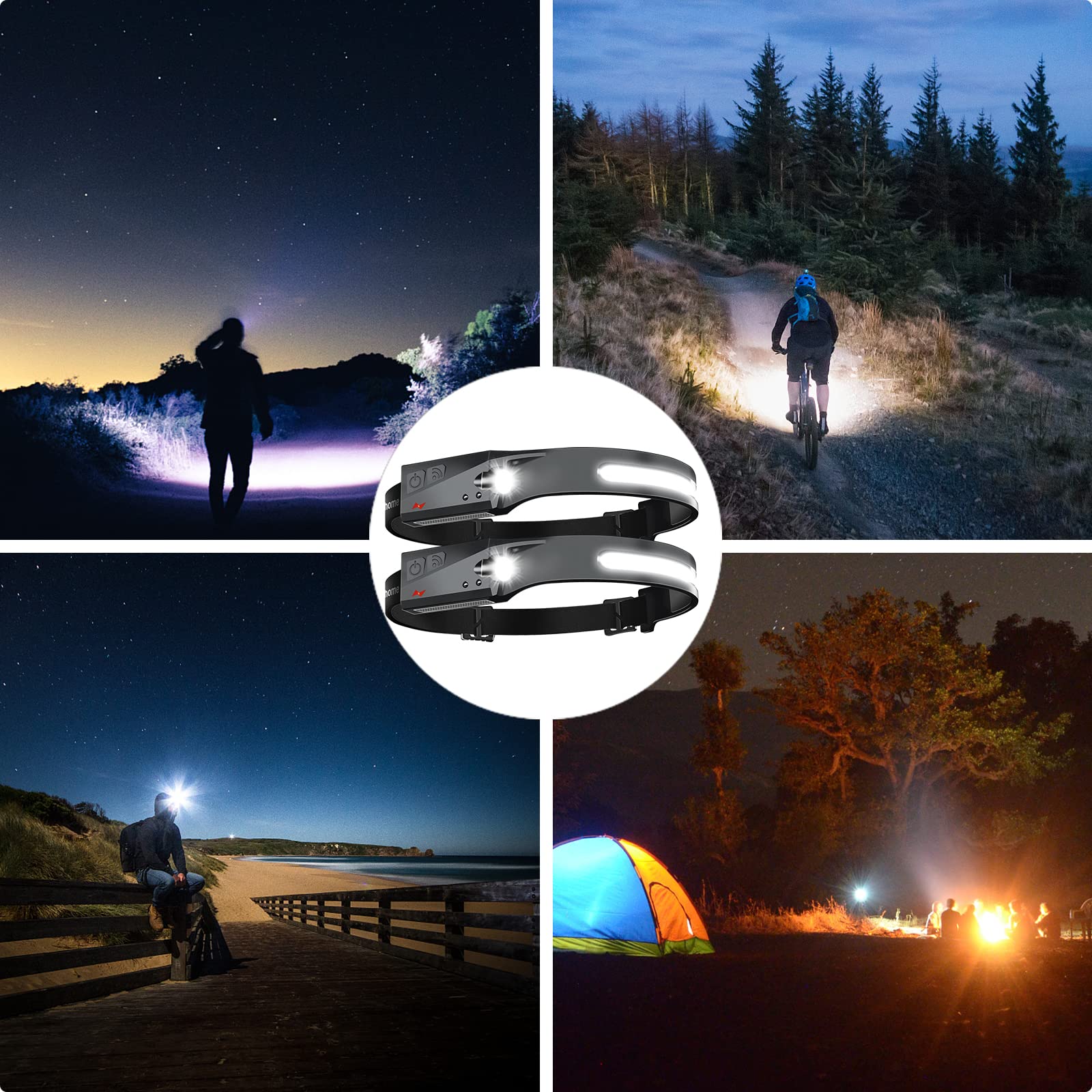 Lanterna frontala COB 350 lumeni utilizata noaptea la drumetie, ciclism, camping si alergare