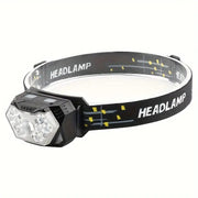 lanterna de cap LED 2000 lumeni cu senzor de miscare si banda elastica reglabila, incarcare USB-C