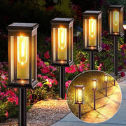 Set 2 lampi solare gradina cu LED filament alb cald, design lanterna clasica, IP65, autonomie 8-12 ore