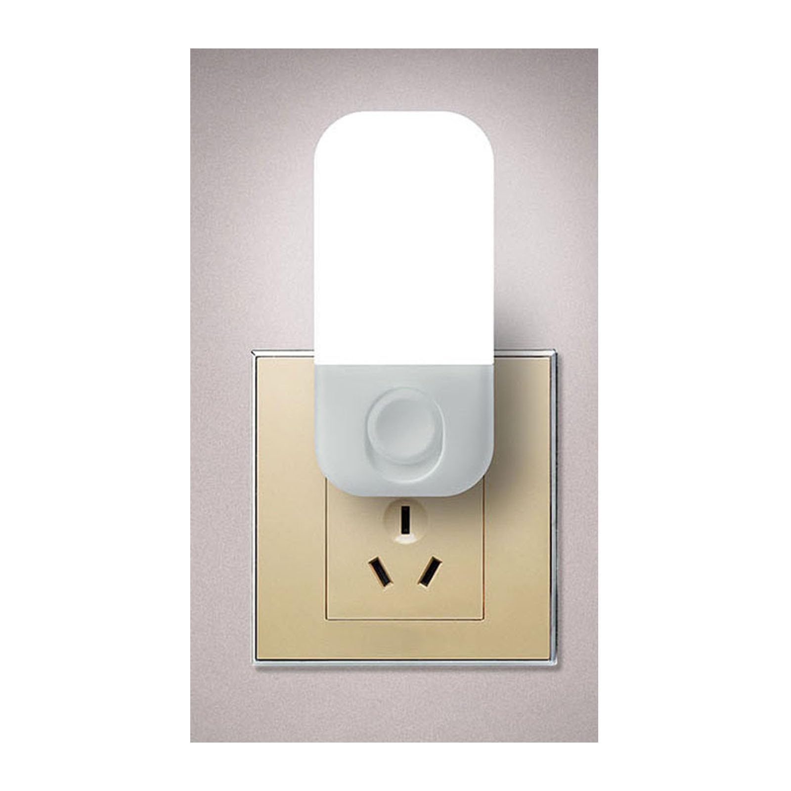 Lampa de veghe LED in priza, lumina alba uniforma, design compact fara colturi ascutite