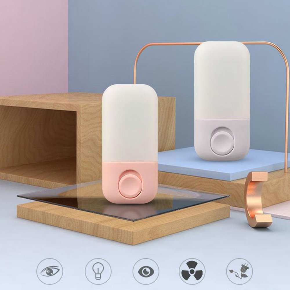 Doua lampe de veghe LED in nuante pastelate, cu pictograme de siguranta si consum redus
