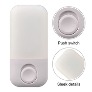 Lampa de veghe LED compacta cu buton push, difuzor mat, lumina calda, montaj direct in priza
