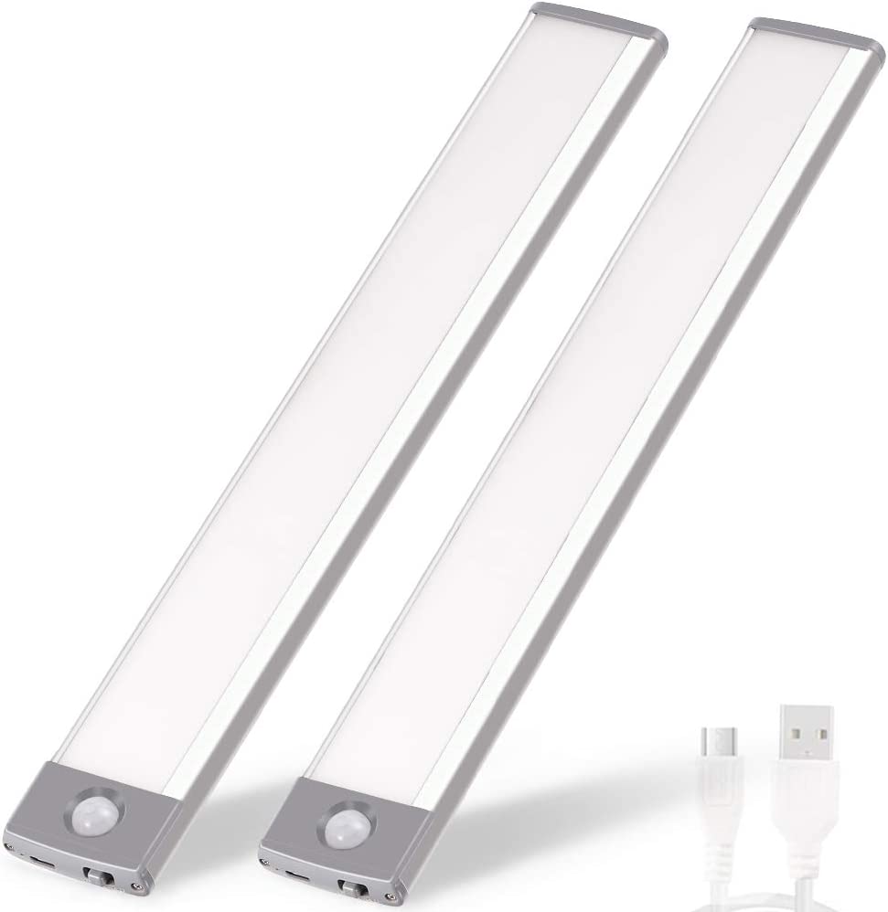 Bara LED cu senzor de miscare si incarcare USB, fixare magnetica, set 2 bucati, lumina alba