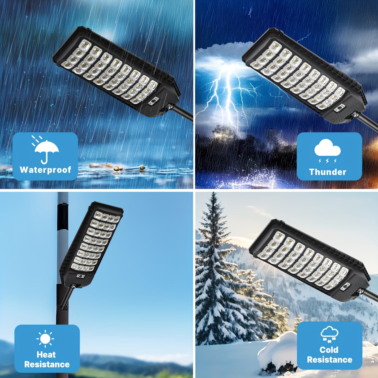 Lampa stradala solara IP65 rezistenta la ploaie, furtuna, caldura si frig, testata in conditii meteo extreme