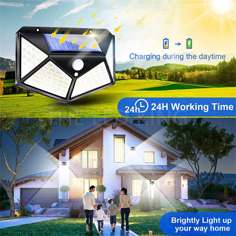 Lampa solara cu incarcare diurna prin panou solar, autonomie 24h, iluminare fatada casa pe timp de noapte