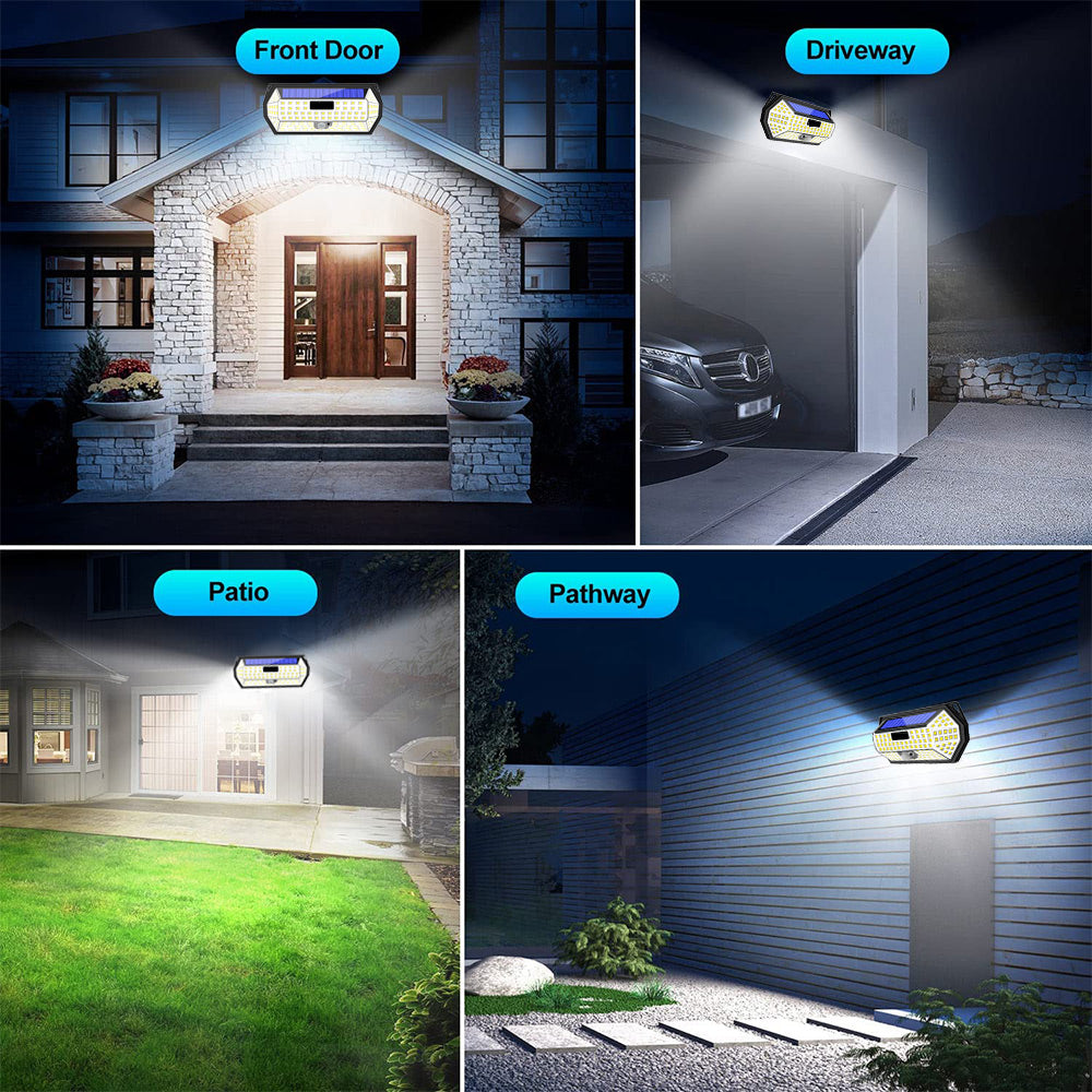 Lampa solara cu senzor de miscare instalata la intrare, garaj, terasa si alee pietonala