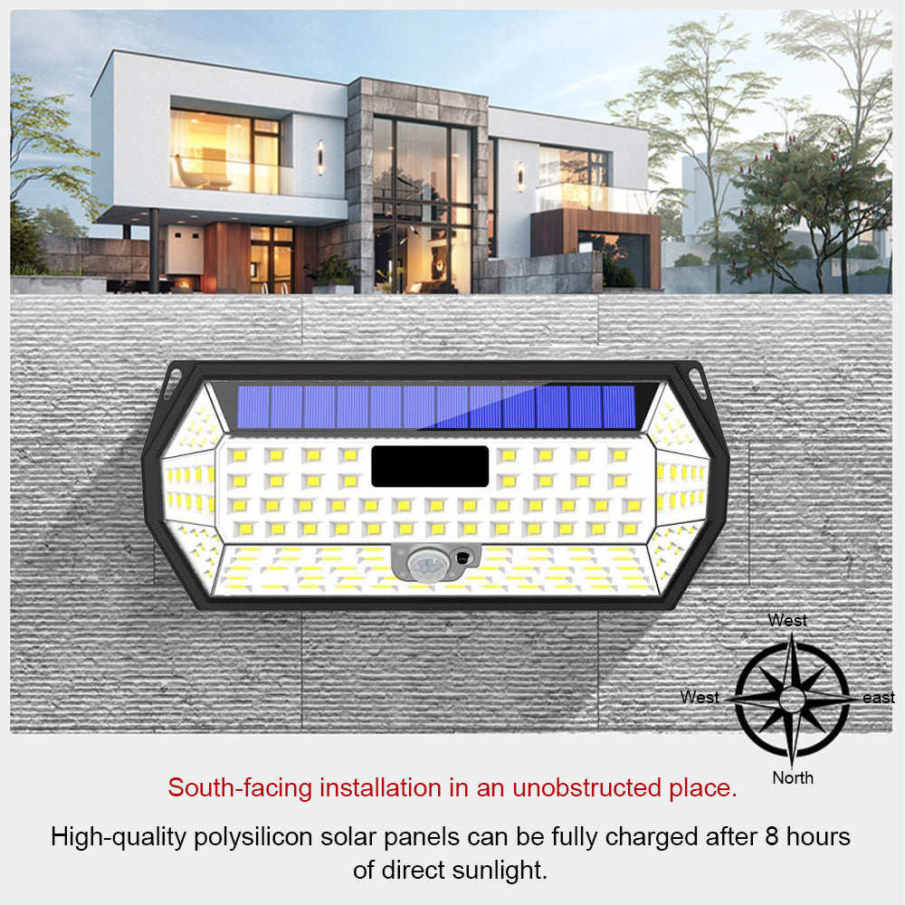 Lampa solara cu panou fotovoltaic integrat, montaj pe perete orientat spre sud
