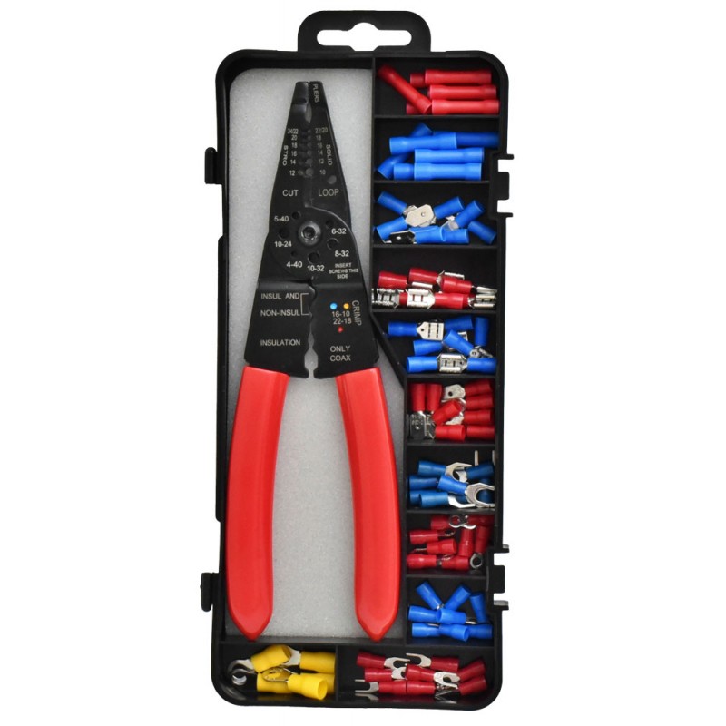 Trusa cleste sertizat cu papuci electrici colorati organizati in cutie neagra cu capac