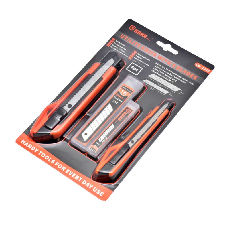 Set cutter cu manere ergonomice antiderapante si lame segmentate 18mm si 9mm, vedere laterala