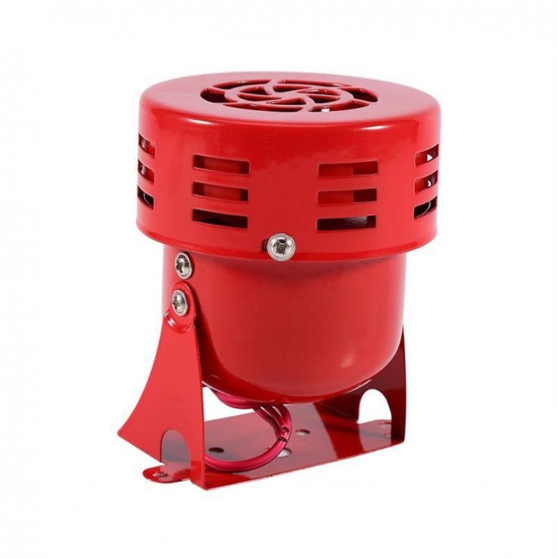 Sirena alarma motor, vedere laterala cu suport de fixare pe perete sau stalp