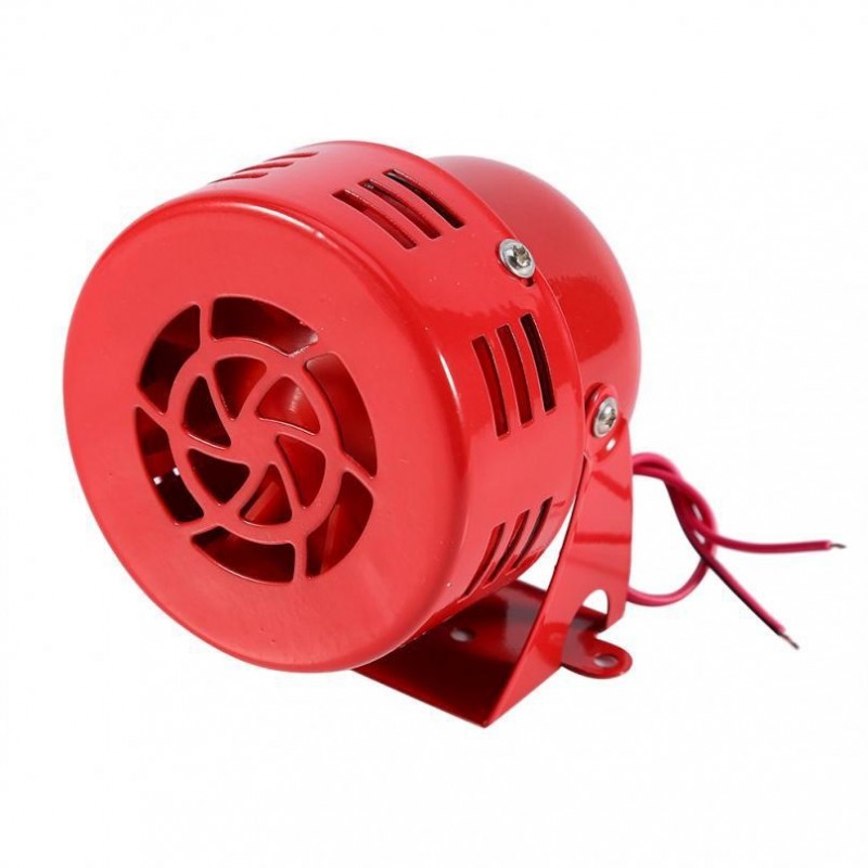 Sirena de alarma cu motor 12V, 110dB, carcasa metalica rosie cu suport de montaj inclus