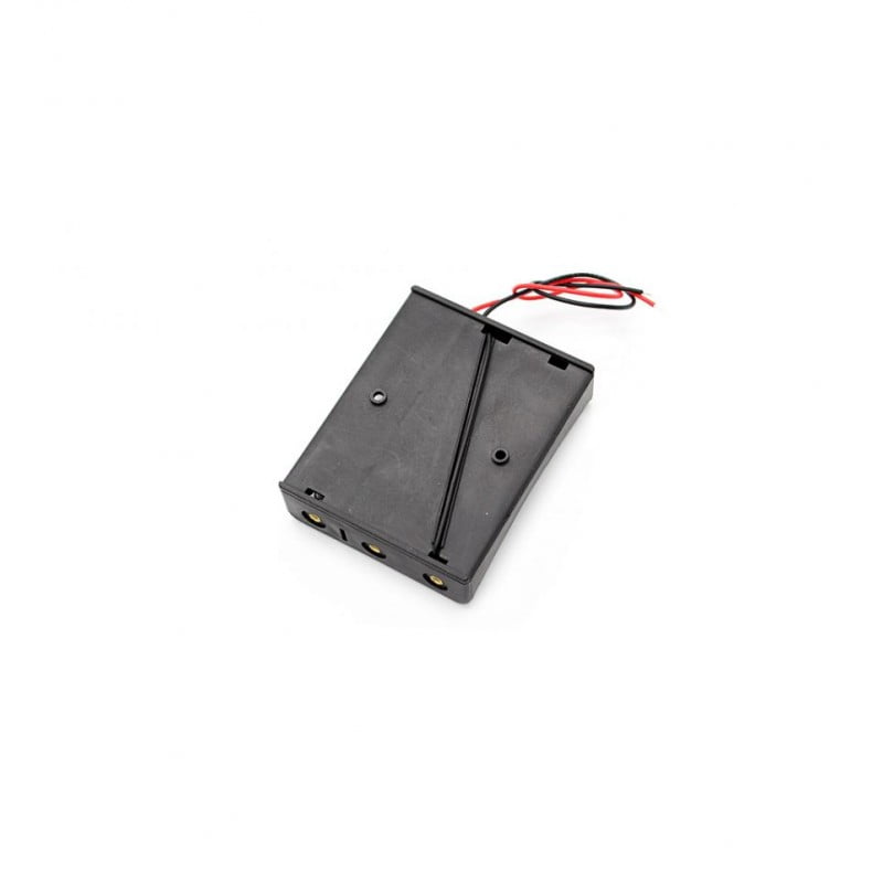 Suport baterii 18650 cu capac, vedere spate cu fire de conexiune incluse