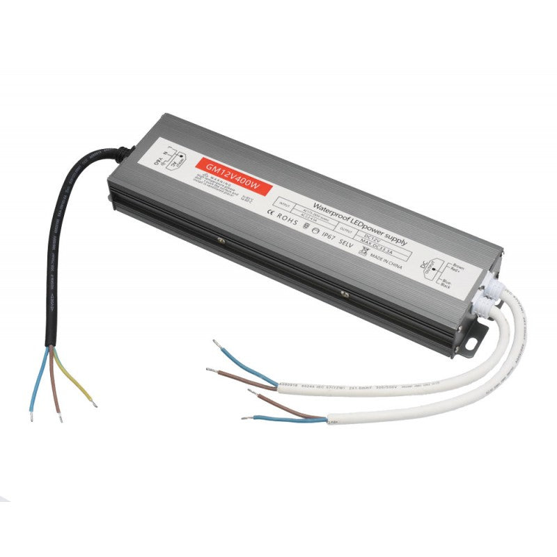 Sursa alimentare slim 400W 12V DC, IP67, carcasa metalica, pentru benzi LED