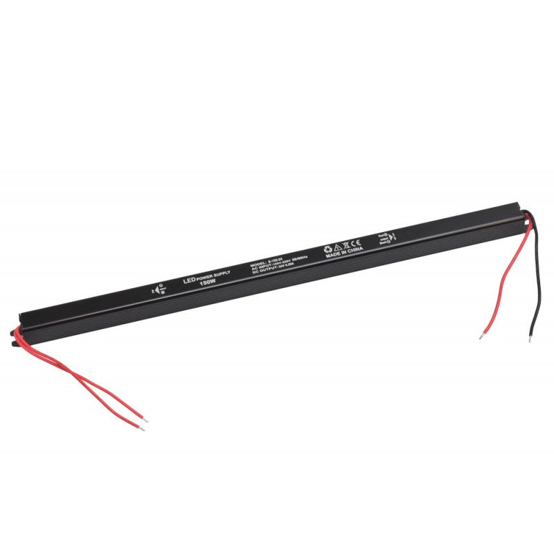 Sursa alimentare LED ultra slim 150W 24V 6.2A, carcasa aluminiu neagra cu cabluri, IP20 interior