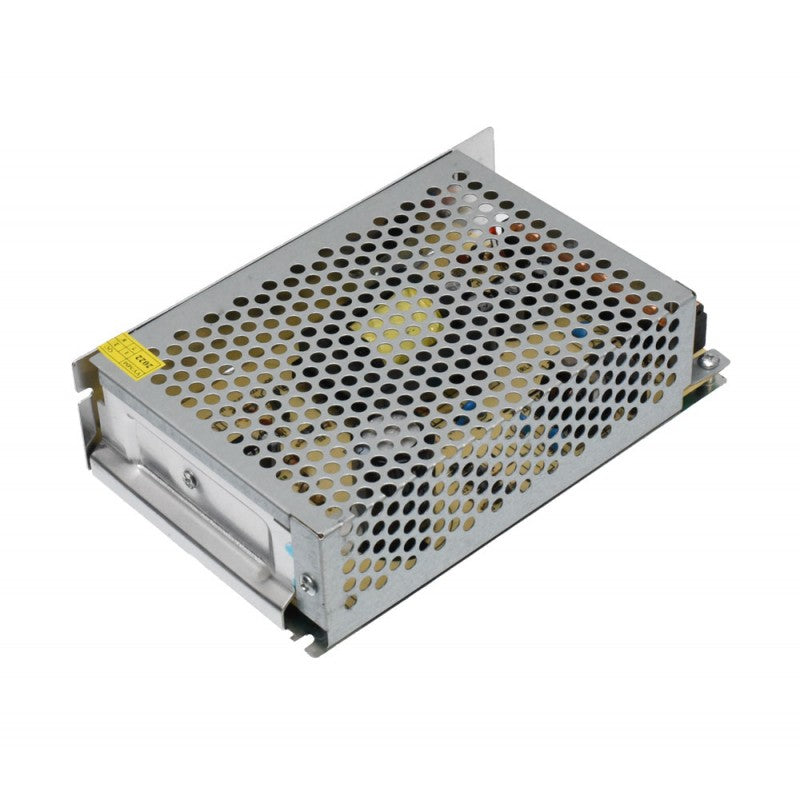 Sursa alimentare 75W 15V, vedere laterala carcasa metalica perforata cu racire naturala