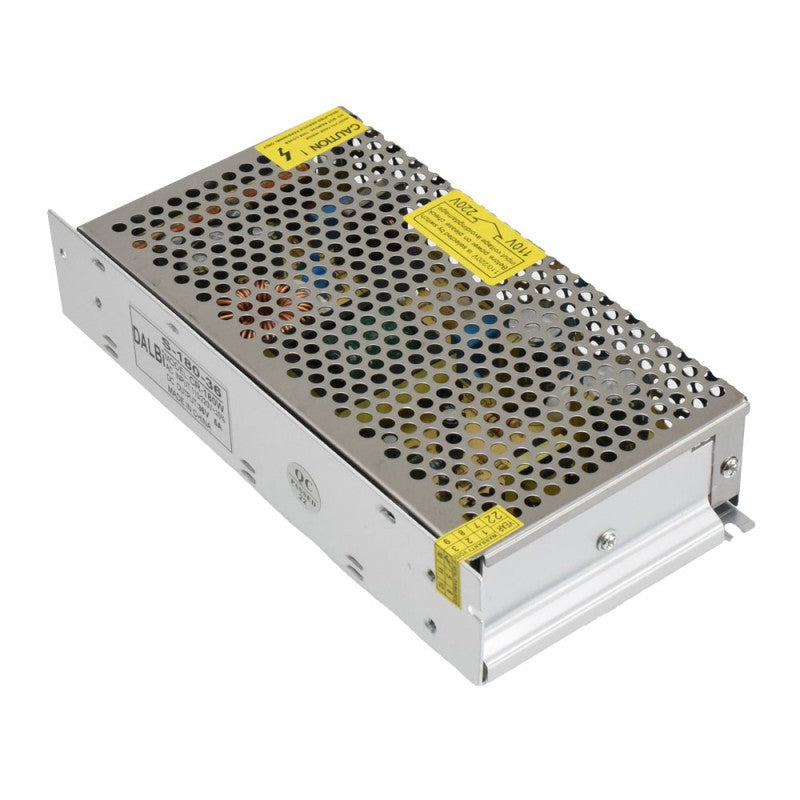 Sursa de alimentare 180W 36V DC, vedere laterala cu eticheta tehnica si orificii de ventilatie
