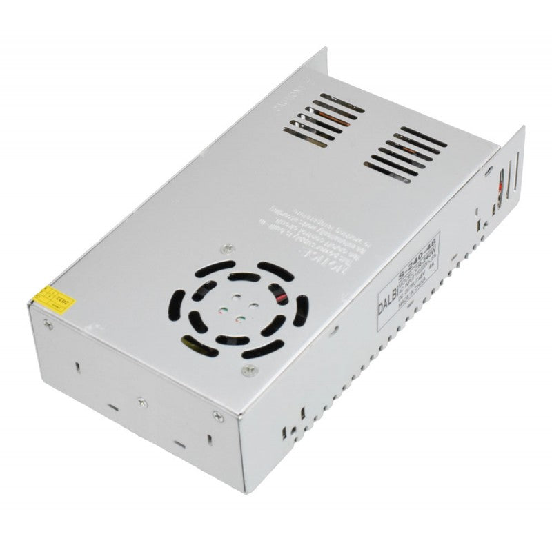 Sursa alimentare 240W 48V, vedere spate cu ventilator si orificii de ventilatie, carcasa metalica