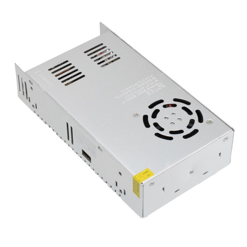 Sursa alimentare 5A 48V DC, vedere laterala cu grile de aerisire si ventilator integrat