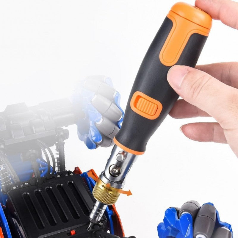 Surubelnita multifunctionala cu cap articulat utilizata pentru reparatii in spatii inguste