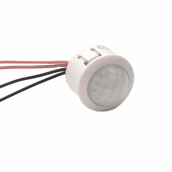 Senzor PIR incastrat DC 12-24V cu 4 fire, unghi detectie 110 grade, corp alb compact pentru montaj LED