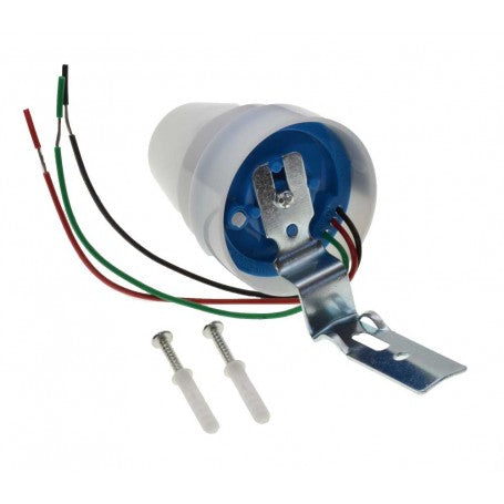 Senzor de lumina crepuscular demontat, cu suport metalic, suruburi si dibluri pentru instalare