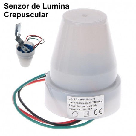 Senzor crepuscular exterior 360 grade, 220V/10A, cu suport metalic reglabil inclus