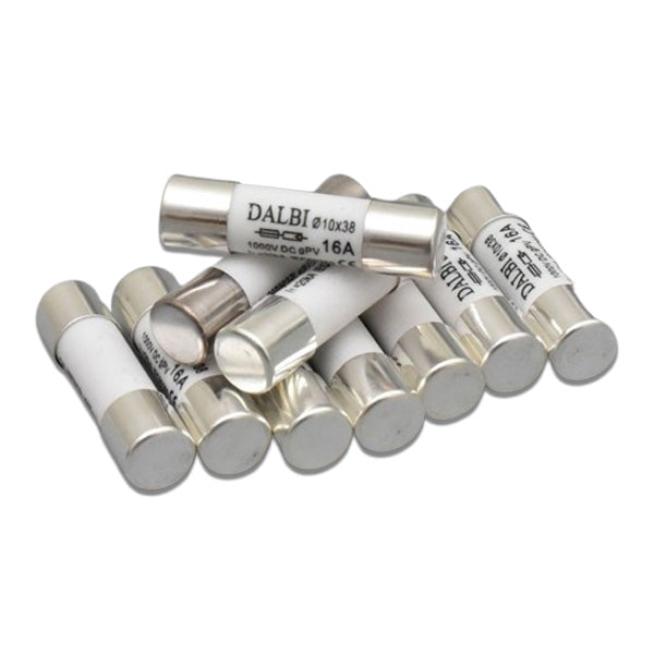 Sigurante fuzibile fotovoltaice 16A 1000V DC 10x38mm gPV, set 10 bucati, corp ceramic cu capete metalice
