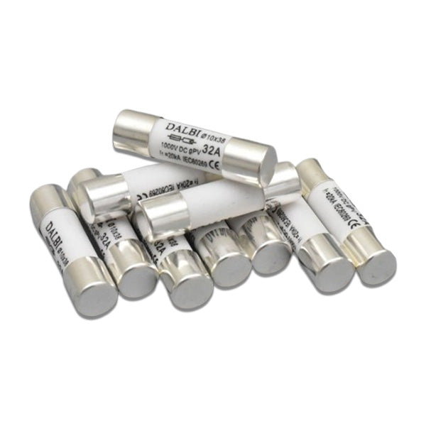 Sigurante fuzibile fotovoltaice 32A 1000V DC 10x38mm ceramice, set 10 bucati pentru panouri solare