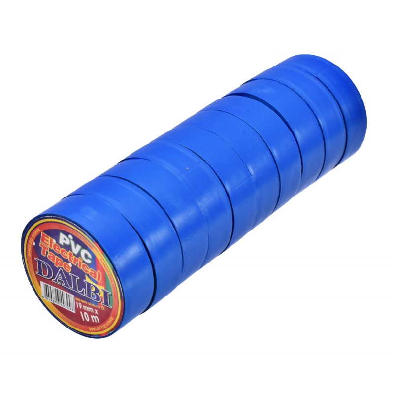 Set 10 role banda izolatoare PVC albastra 10m per rola, asezate orizontal