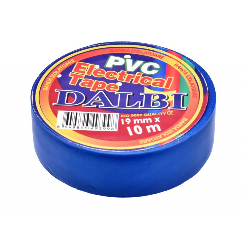 Banda izolatoare PVC albastra, latime 19mm, lungime 10m, ignifuga, rola cu eticheta
