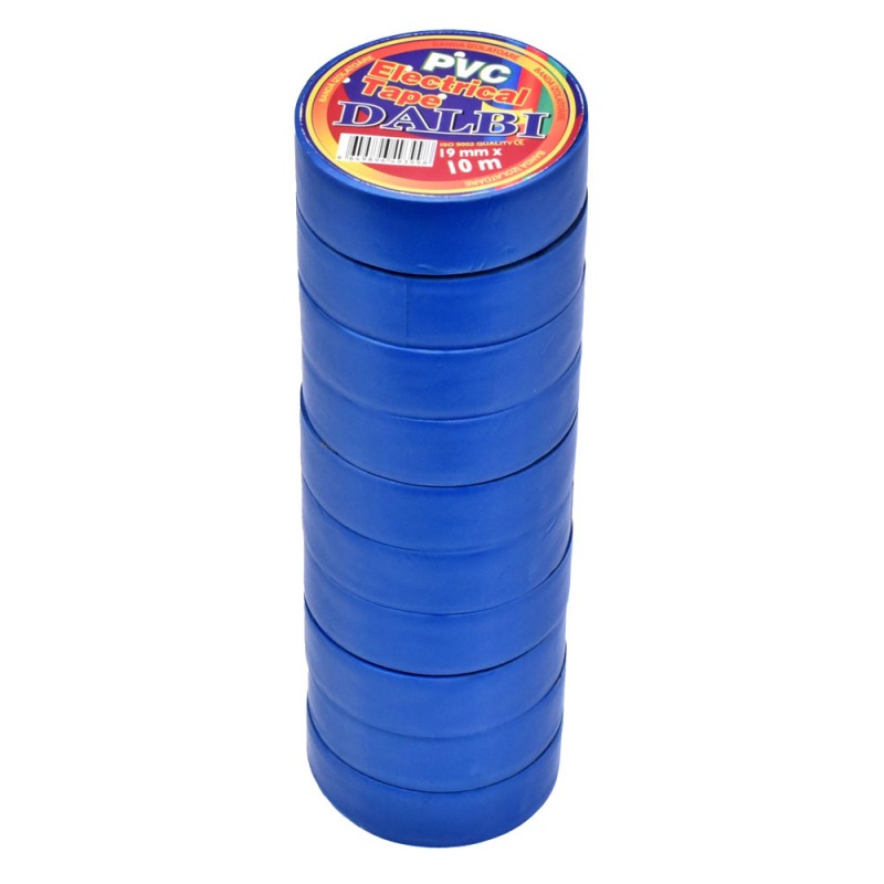 Set 10 role banda izolatoare PVC albastra 19mm, stivuite vertical