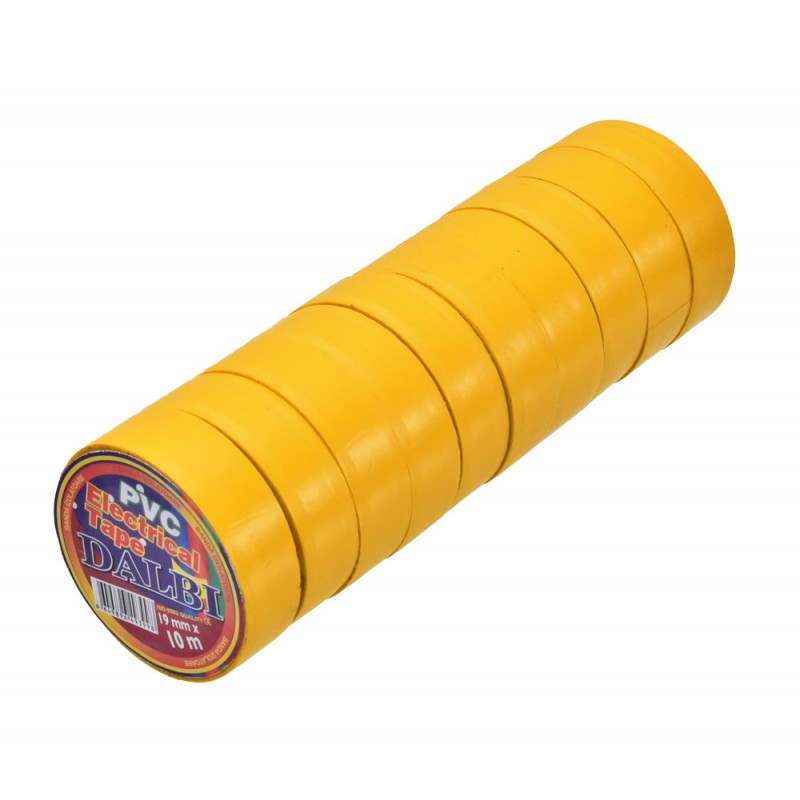 Set banda izolatoare galbena PVC, 10 role asezate orizontal, 19mm latime