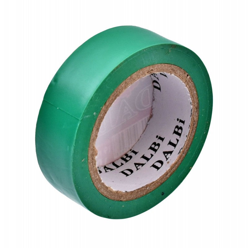 Banda izolatoare PVC verde 19mm, rola desfacuta cu miez carton vizibil