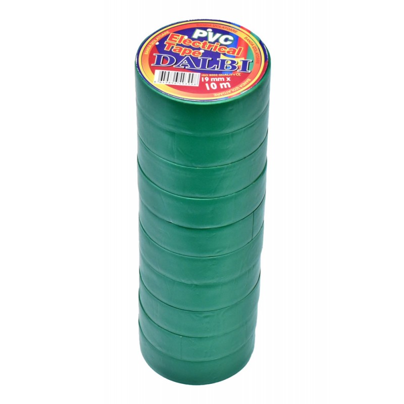 Set 10 role banda izolatoare PVC verde 19mm x 10m, stivuite vertical