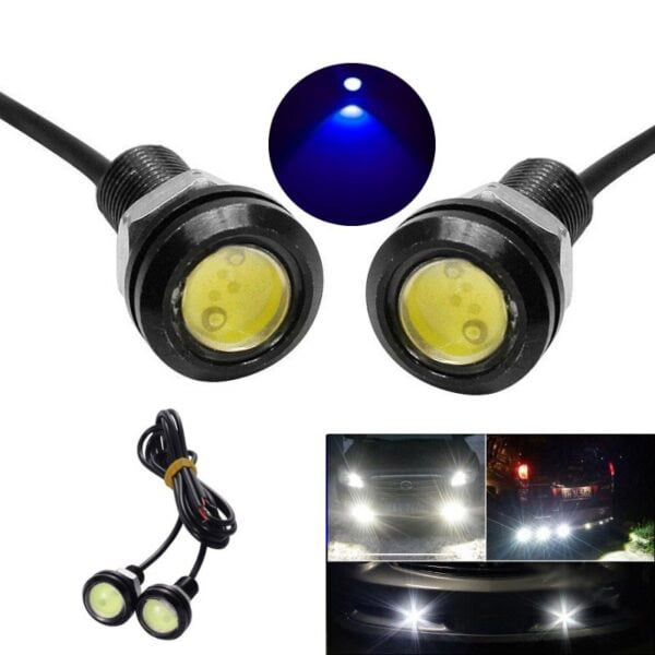 Set 2 LED auto eagle eye 9W 12V albastru, utilizare ca lumini de zi DRL pe vehicul