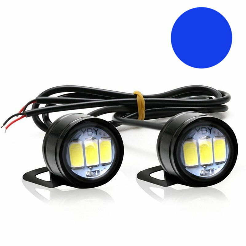 Set 2x LED auto moto 9W albastru, diametru 23mm, IP65, suport metalic si cablu preinstalat 12V