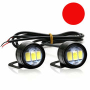 Set 2 spoturi LED auto moto rotunde 9W, diametru 23mm, lumina rosie, cu suport metalic si cablu
