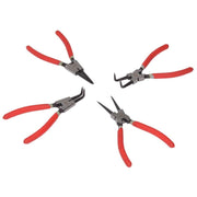 Set 4 clesti de sigurante 160mm si 180mm, interior si exterior, varfuri drepte si indoite, manere cauciuc rosu