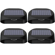 Set 4 lampi solare de perete exterior RGBW, 60 lumeni, IP54, montaj pe gard sau fatada, corp negru compact