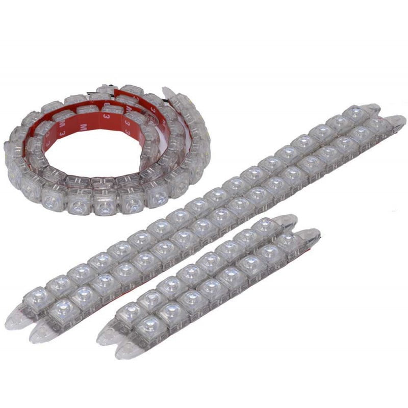 Baghete LED DRL flexibile auto in diverse configuratii de montaj, banda adeziva 3M rosie vizibila