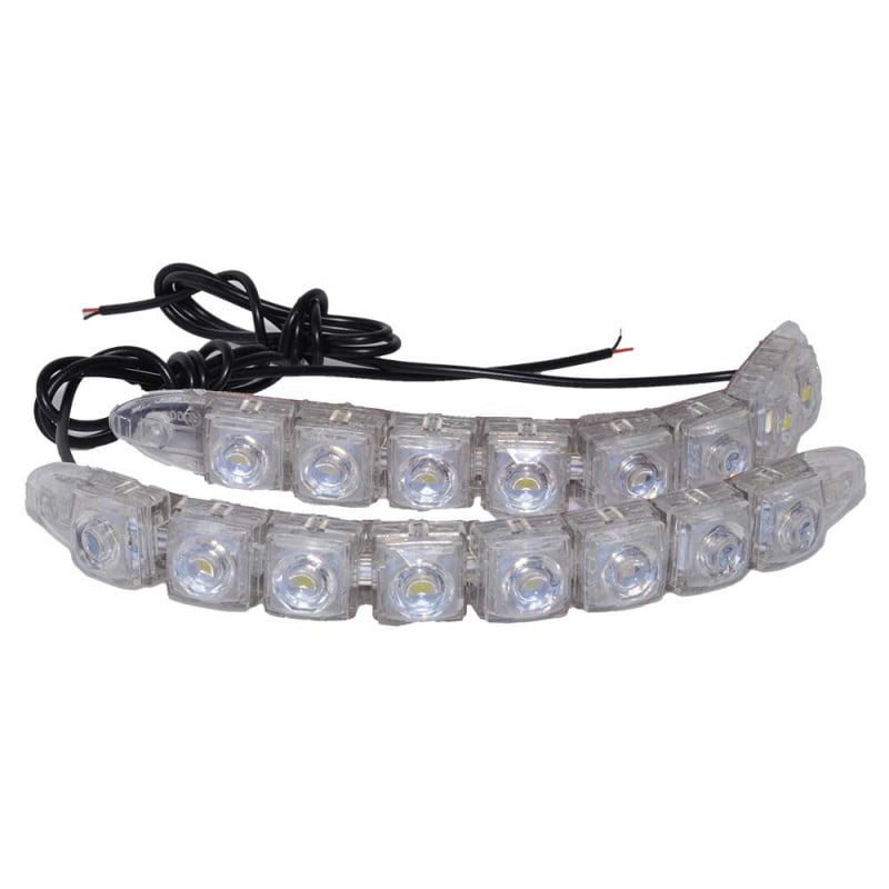 Set 2 baghete LED DRL auto cu cabluri de conectare la 12V, flexibile, neaprinse