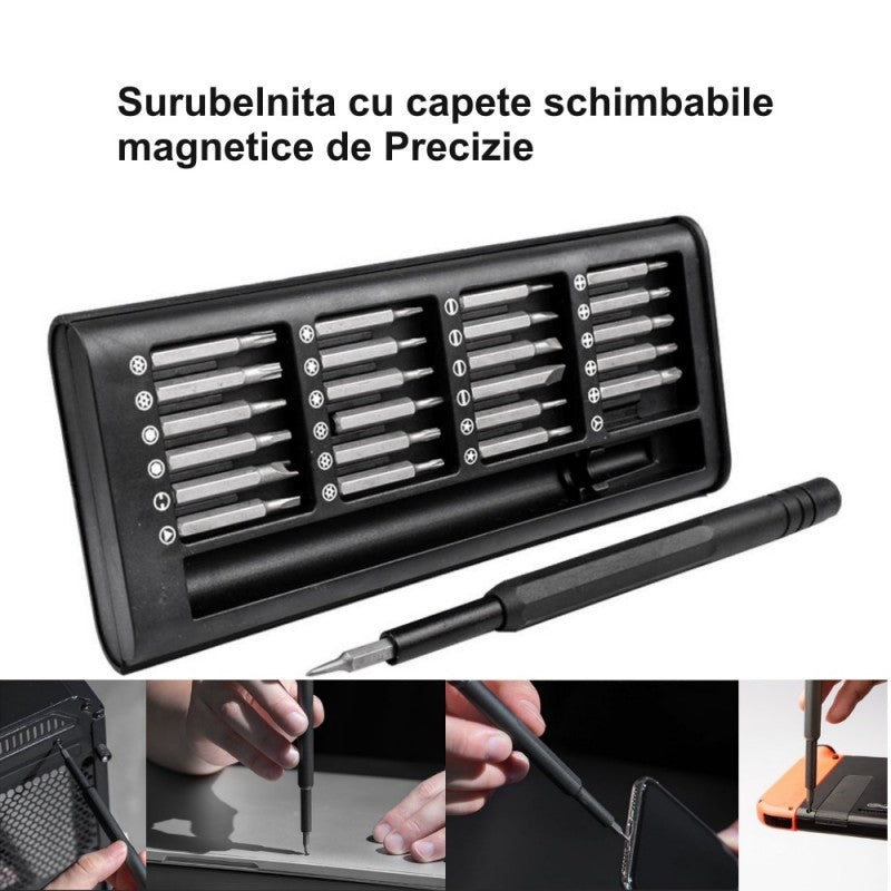 Set surubelnita cu capete schimbabile magnetice, utilizare practica pe dispozitive electronice