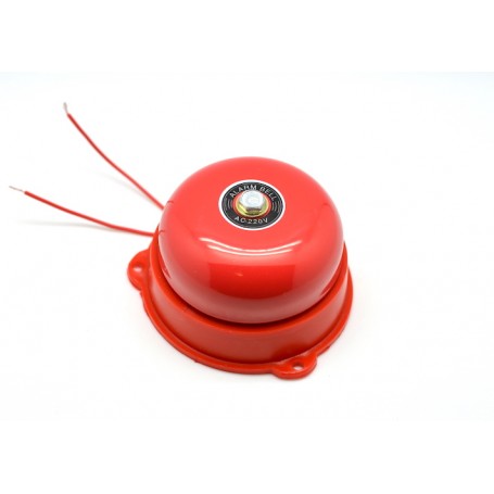 Sonerie alarma electrica 220V AC, diametru 150mm, carcasa rosie din metal si ABS, cu doua fire de conectare