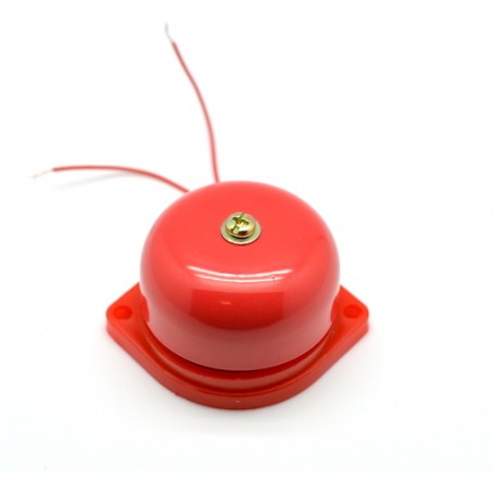Sonerie alarma 220V cu clopot metalic 55mm, carcasa rosie ABS, conectare prin fire, montaj fix pe suprafata