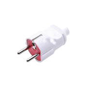 Stecher axial cu impamantare 16A 250V AC, corp alb cu insert rosu, contacte metalice si CP lateral